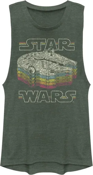 STAR WARS Women's A New Hope Millennium Falcon Retro Rainbow
