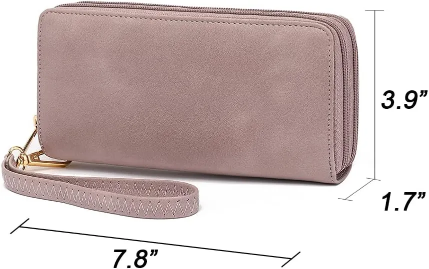 STYLE STRATEGY Ladies RFID Blocking Wallet for women Coin Double Zipper Large Capacity Pocket with ID Slip Pocket