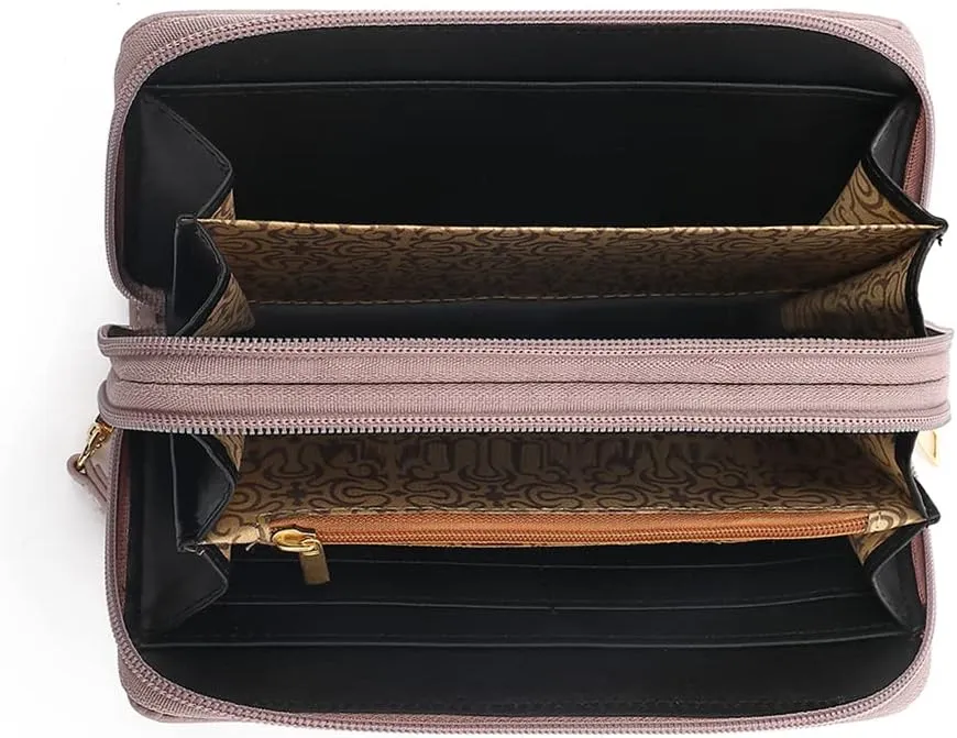 STYLE STRATEGY Ladies RFID Blocking Wallet for women Coin Double Zipper Large Capacity Pocket with ID Slip Pocket