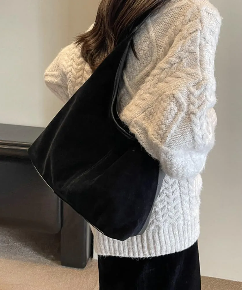 Suede Tote Bag for Women Leather Shoulder Bag Slouchy Handbag Soft Purse Fall Winter Spring Travel Shopping 2024