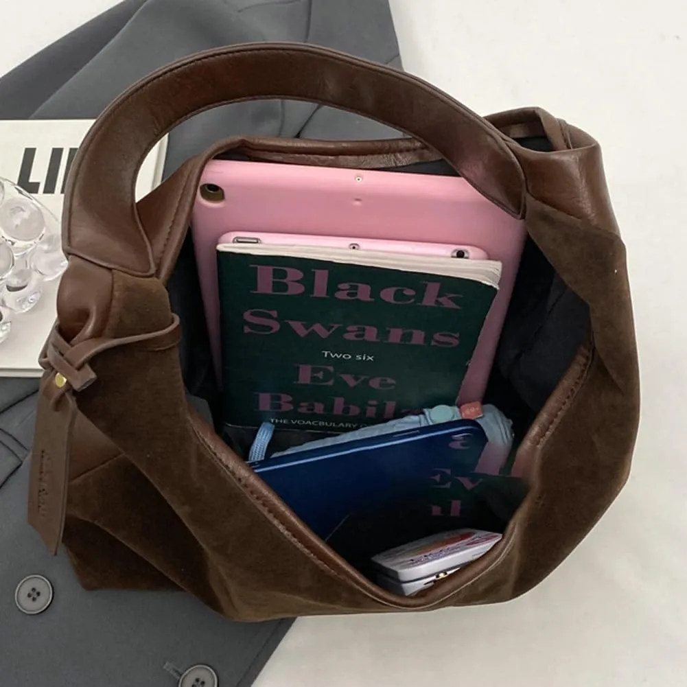 Suede Tote Bag for Women Leather Shoulder Bag Slouchy Handbag Soft Purse Fall Winter Spring Travel Shopping 2024