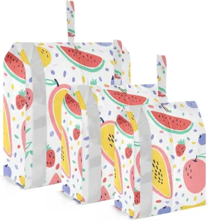 Summer Fruit Print Packing Cubes Set of 3, Lightweight Travel Luggage Organizers Foldable Bags for Easy Packing and Organization