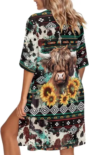 Summer Short Sleeve Cardigan for Women Trendy Beach Kimono Coverups Vintage