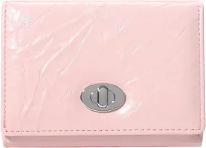 Sunwel Fashion Women Mini Textured Wallet Compact Folding Wallet with Card Slots & ID Window (PINK)