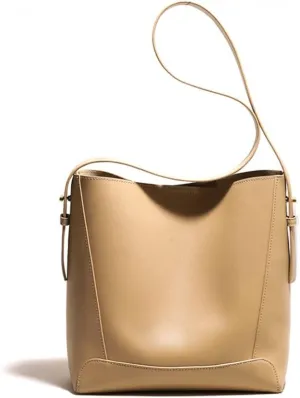 Texture Commuter Bucket Bag Fashion Tote Bag Leather Women's Bag Large Capacity Shoulder Messenger Bag