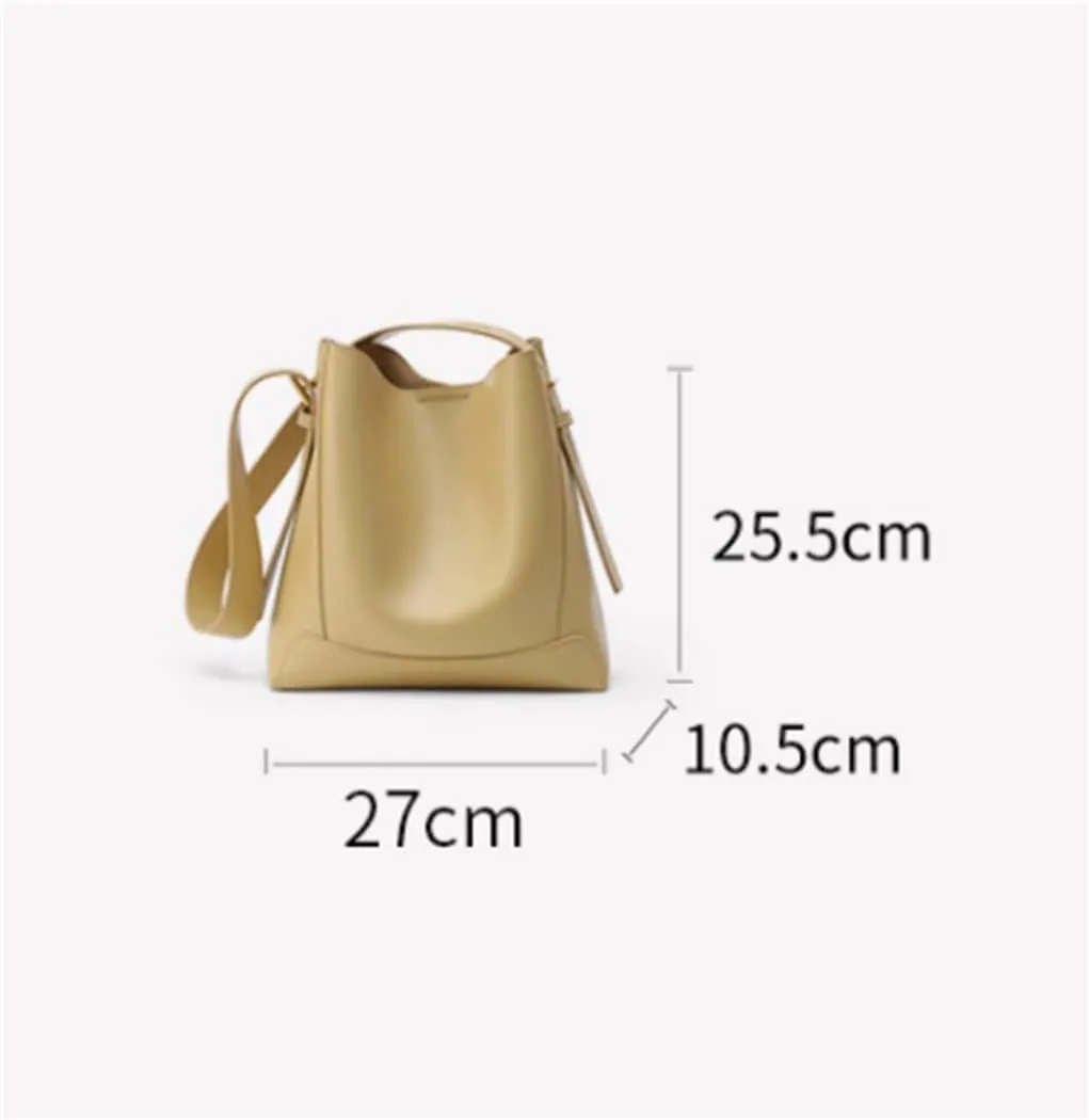Texture Commuter Bucket Bag Fashion Tote Bag Leather Women's Bag Large Capacity Shoulder Messenger Bag(D)