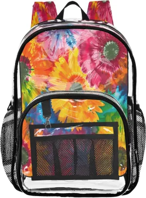 Tie Dye Floral Bag for Kids, Clear Plastic Bag, Kid Backpack, Clear Backpack for Girls