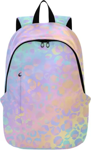 Travel Backpack for Women Laptop Bag Work Fashion Design Daypack Rainbow Leopard Rose Gold Cheetah Large Lightweight Outdoor Casual