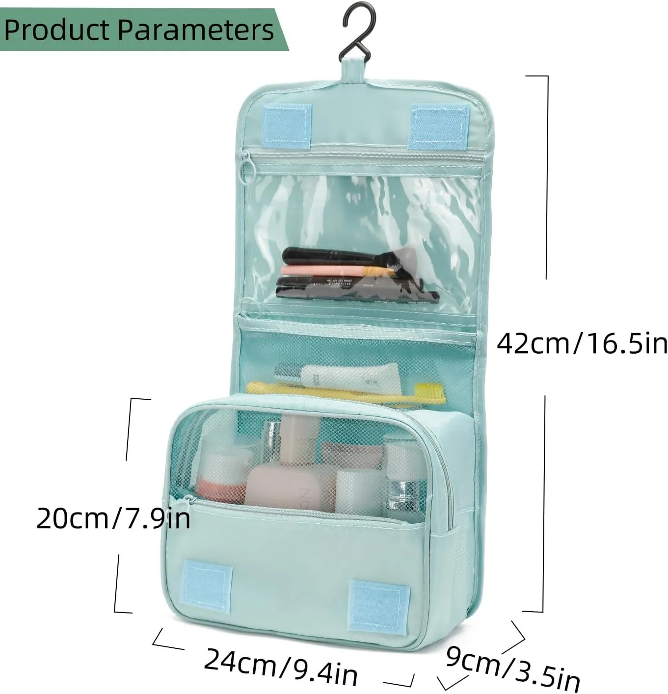 Travel Hanging Toiletry Bag Waterproof Multi-function Cosmetic Bag Makeup Bag for Women(Cactus)