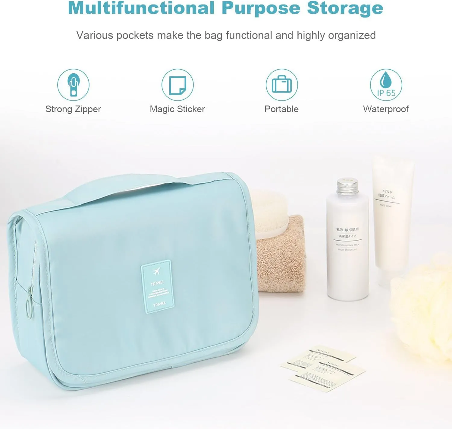 Travel Hanging Toiletry Bag Waterproof Multi-function Cosmetic Bag Makeup Bag for Women(Cactus)