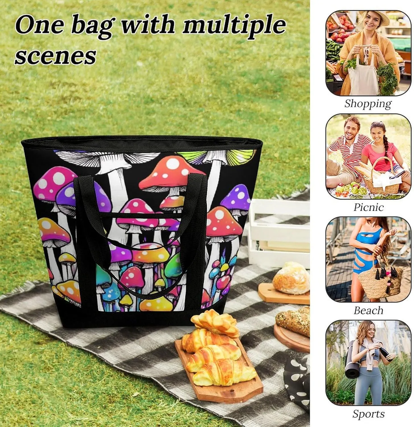 Trendy Commuter Tote Bag Large Insulated Shopping Bag For Travel