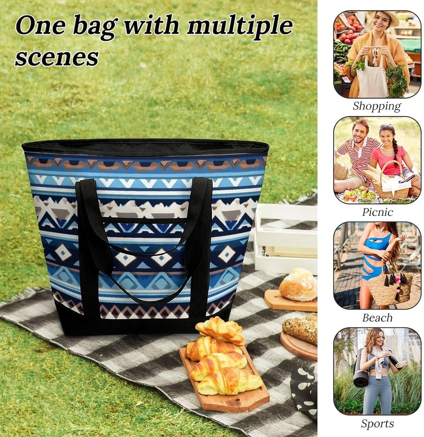 Trendy Commuter Tote Bag Large Insulated Shopping Bag For Travel