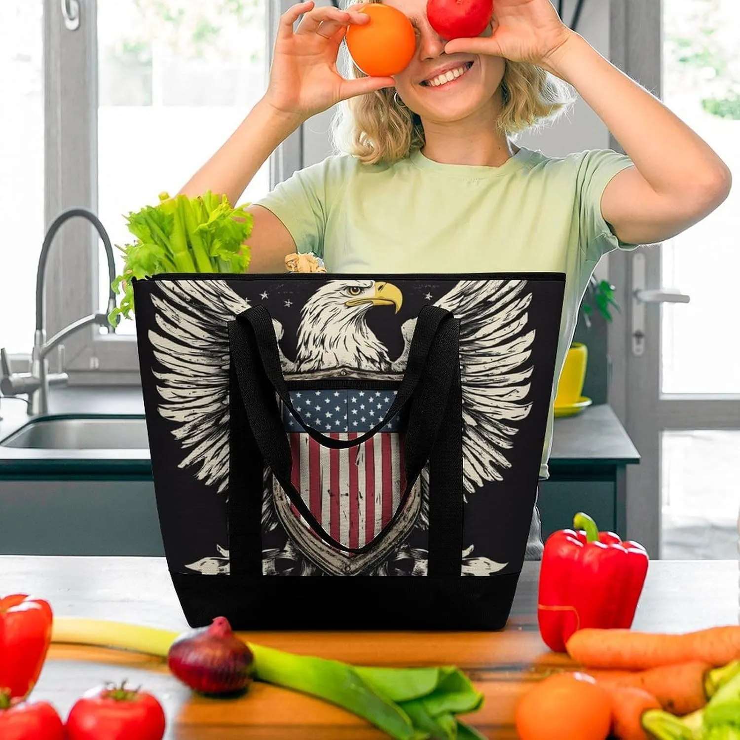 Trendy Commuter Tote Bag Large Insulated Shopping Bag For Travel