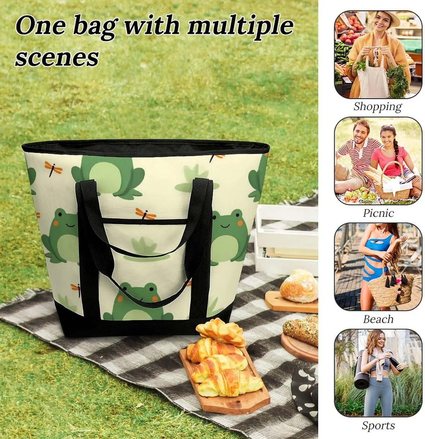 Trendy Commuter Tote Bag Large Insulated Shopping Bag For Travel
