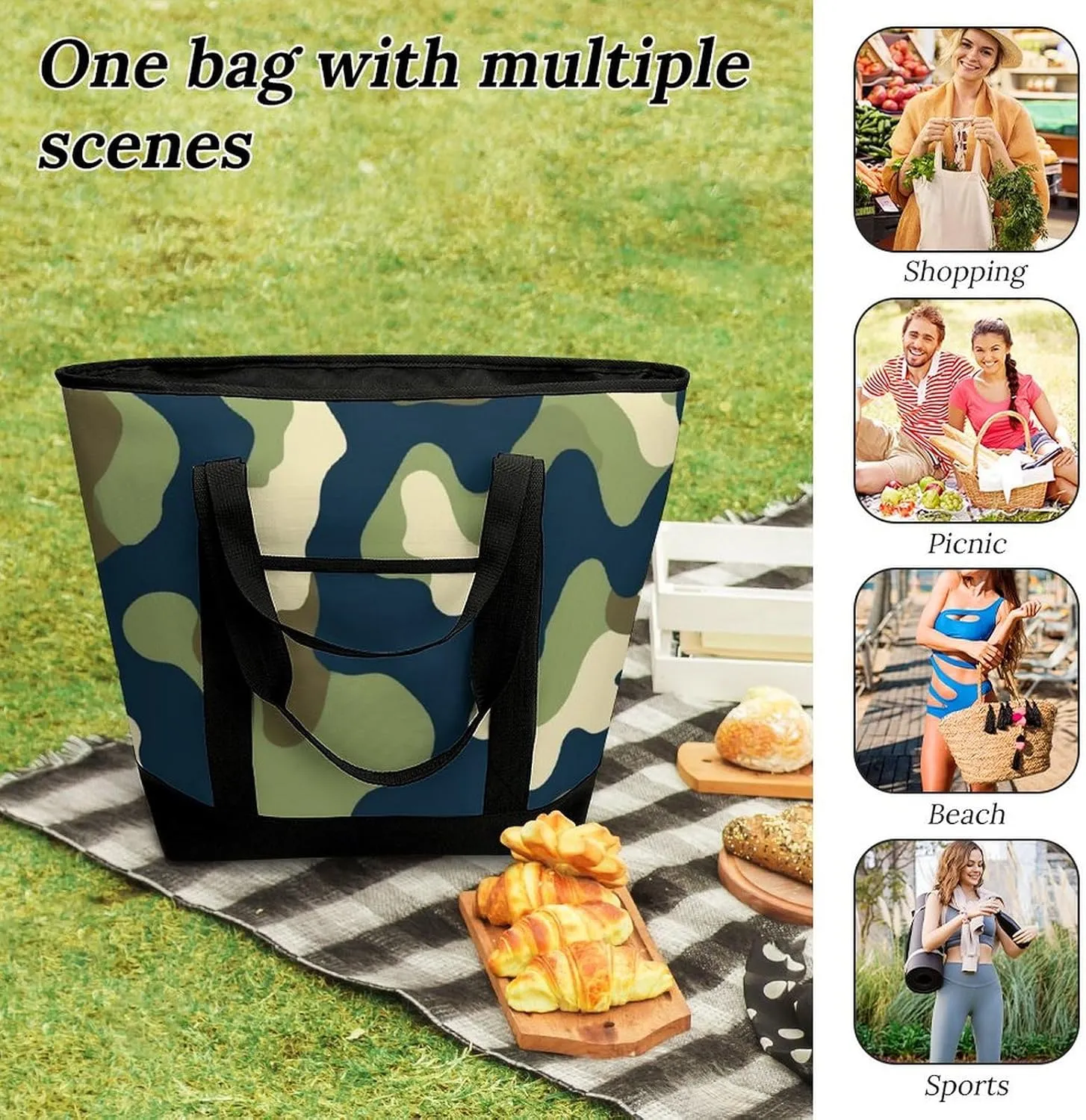 Trendy Commuter Tote Bag Large Insulated Shopping Bag For Travel