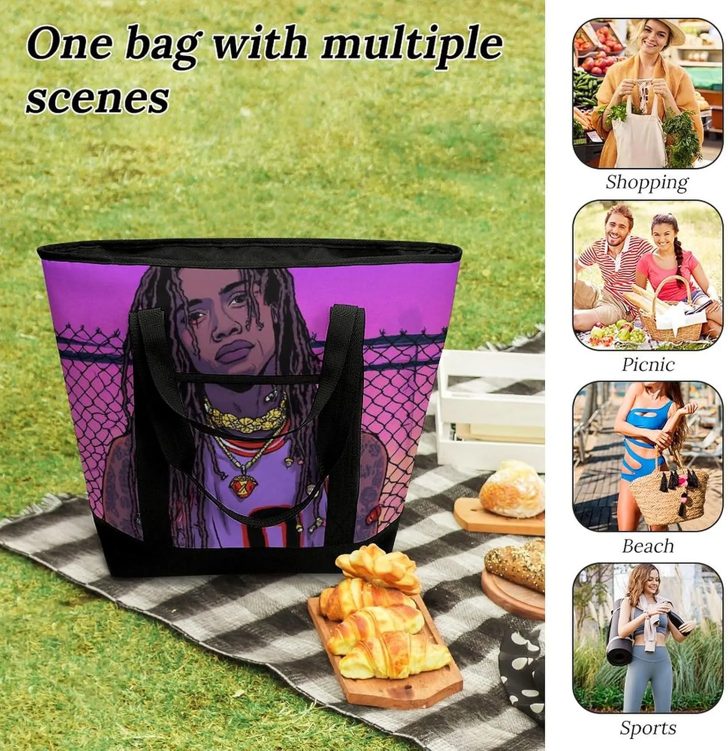 Trendy Commuter Tote Bag Large Insulated Shopping Bag For Travel