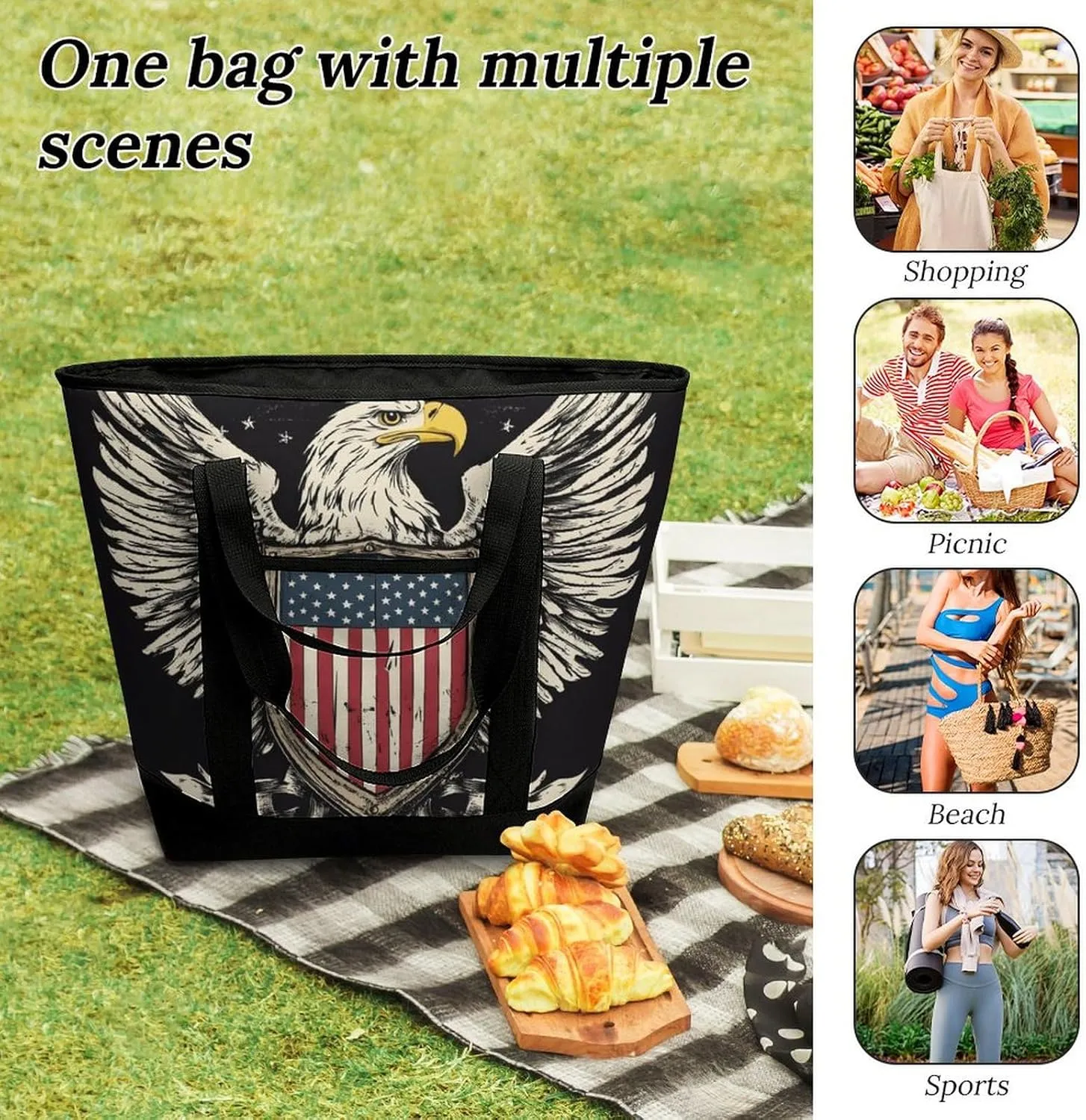 Trendy Commuter Tote Bag Large Insulated Shopping Bag For Travel