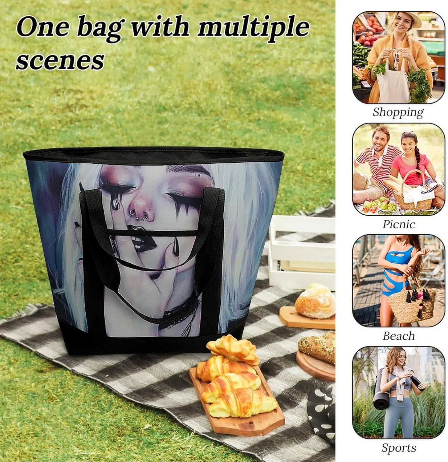 Trendy Commuter Tote Bag Large Insulated Shopping Bag For Travel