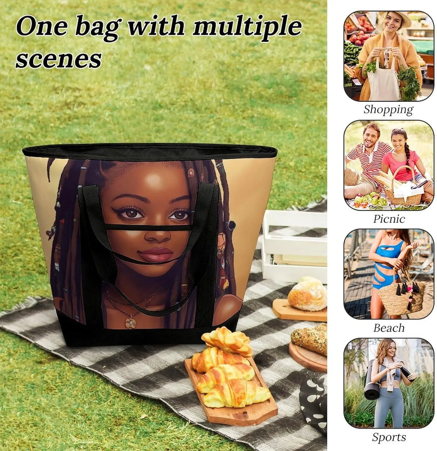 Trendy Commuter Tote Bag Large Insulated Shopping Bag For Travel
