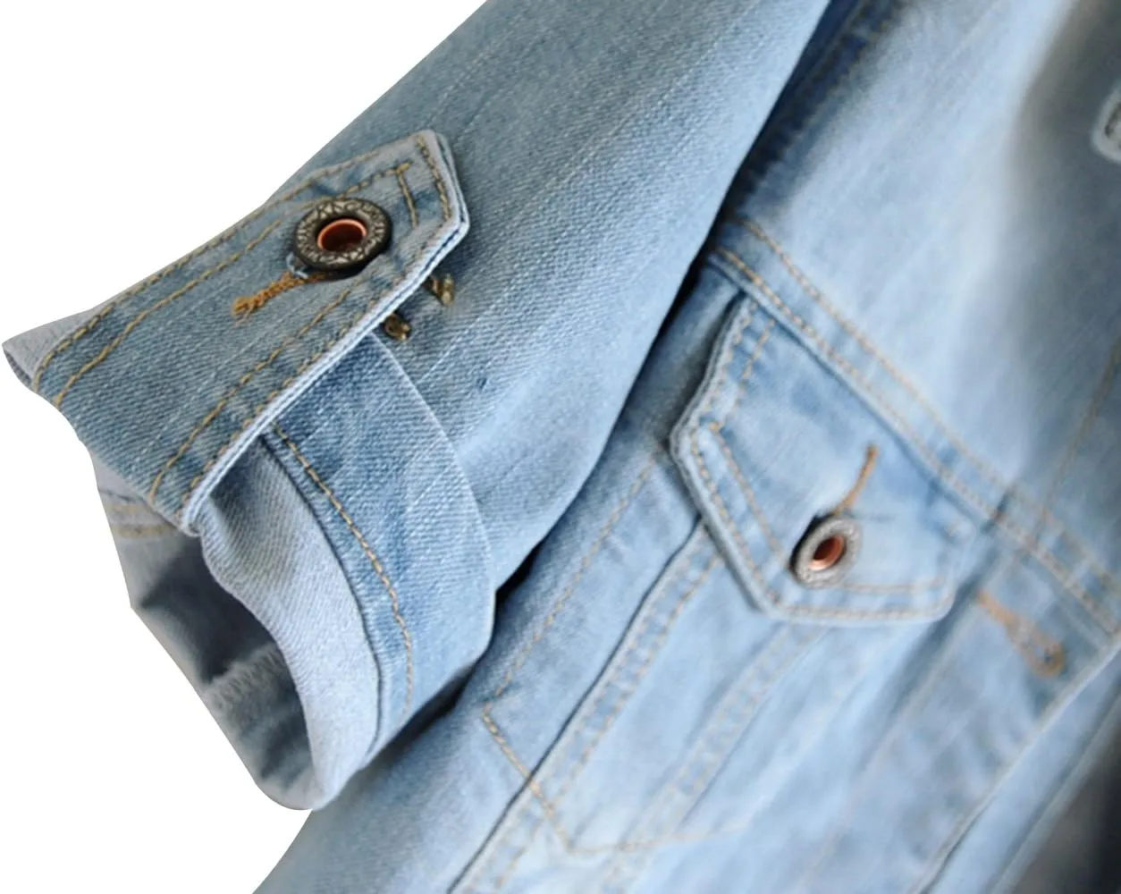 TRENDY XU Women Summer Short Sleeve Blue Denim Jacket Short Cropped Sunscreen Shawl