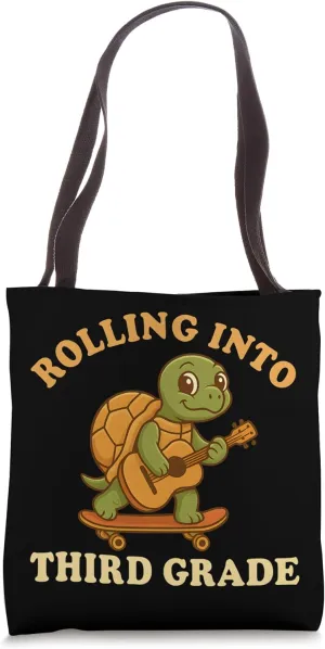 Turtle Skateboarding Guitar Funny School Graphic Tote Bag