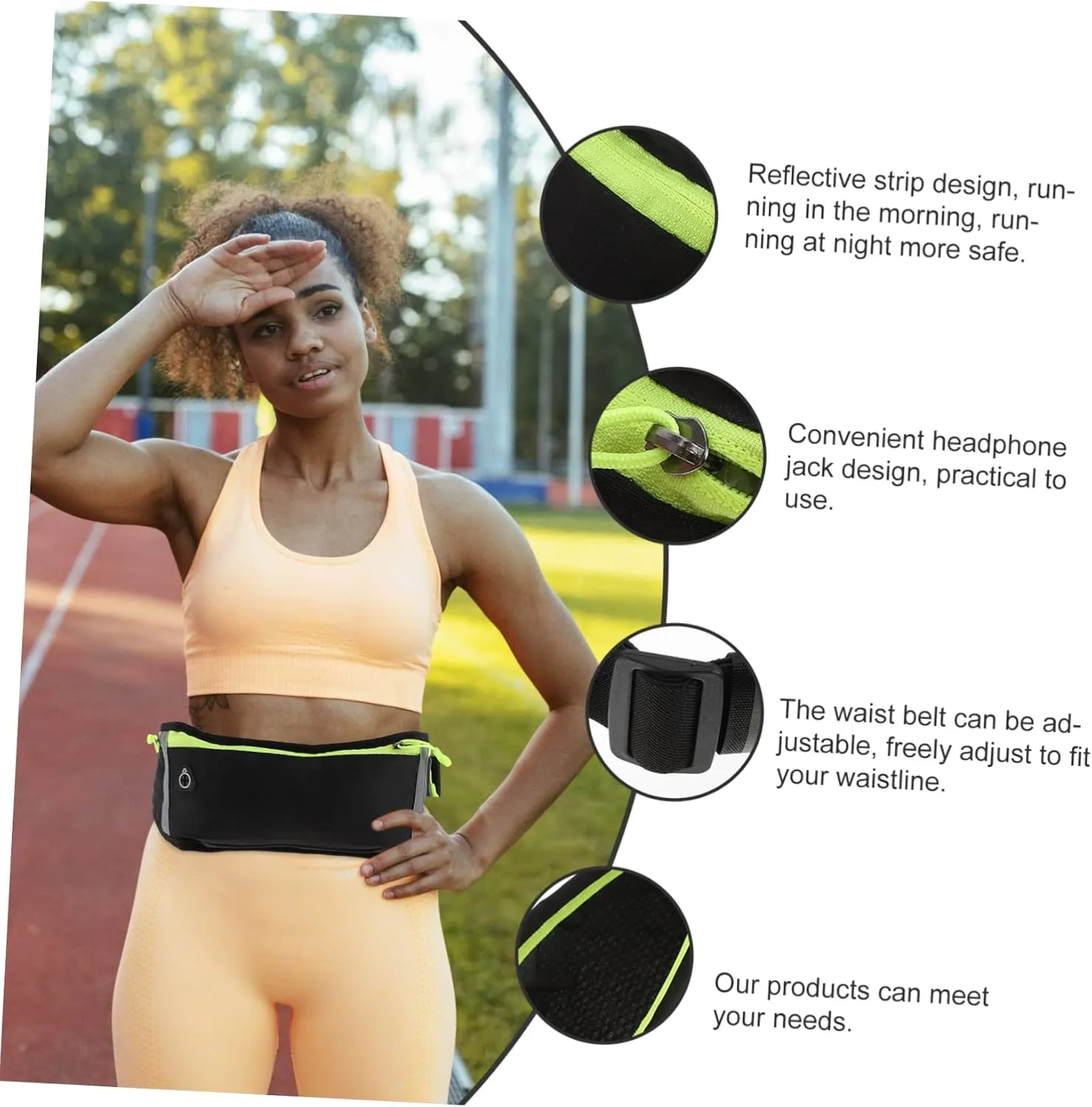VANZACK Adjustable Waist Pack Sports Phone Bag Secure Zipper Lightweight and Leakproof for Outdoor Adventures for Running Cycling and Hiking