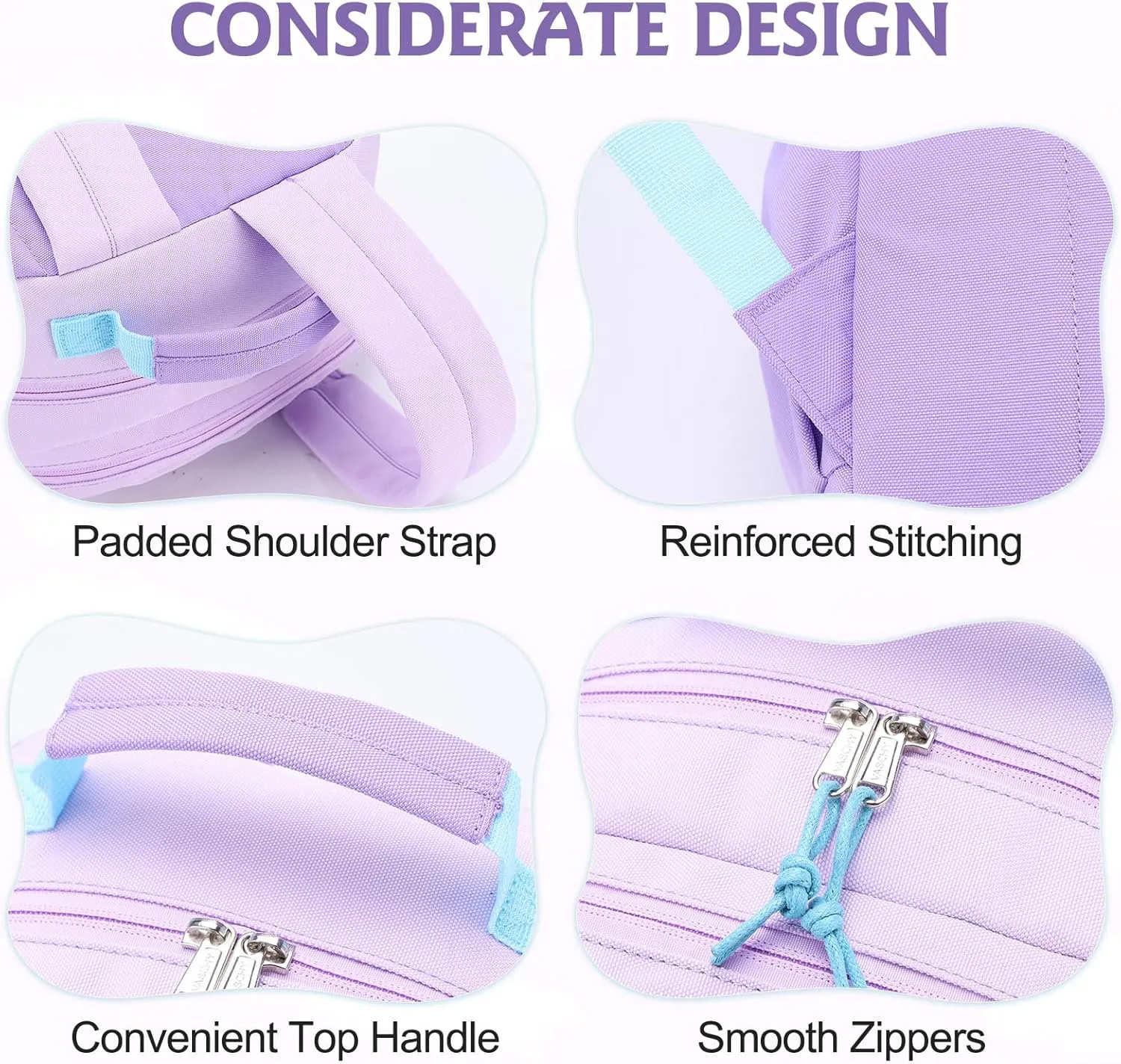 VASCHY School Backpack, Lightweight Classic Cute Aesthetic Bookbag Daypack for Teen Boys Girls Traveling/Gym/Middle School Lightweight Purple