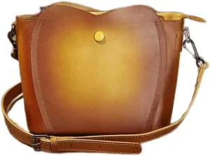 Vintage Ladies Bucket Bag Hand Painted Colorblock Single Shoulder Messenger Bag Small Messenger Bag crossbody