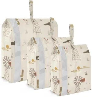 Western Desert Pattern Packing Cubes Set of 3, Lightweight Travel Luggage Organizers Foldable Bags for Easy Packing and Organization