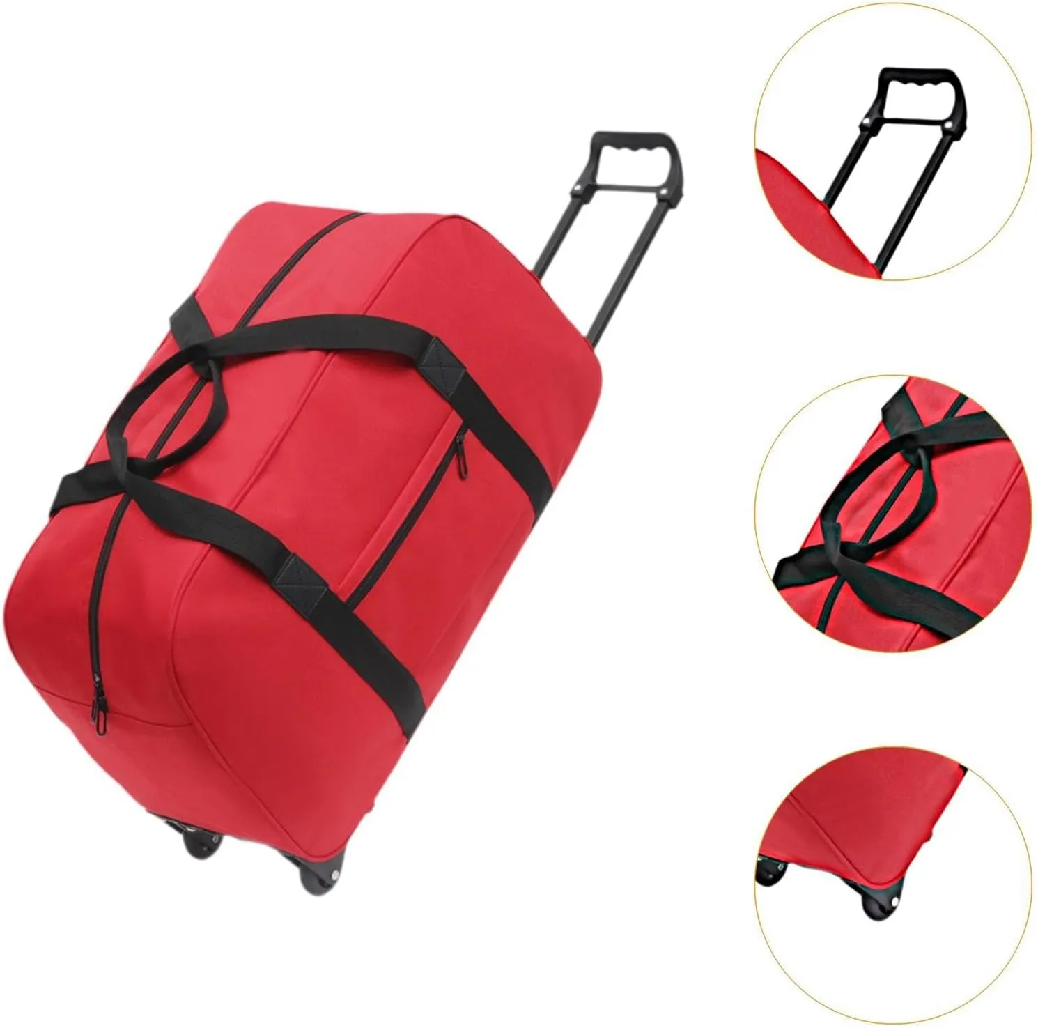 Wheeled Duffel Bag,Luggage Case,Multifunction Handbag Carrier,Adults Suitcase,Rolling Travel Bag for Traveling,Business Trip, red