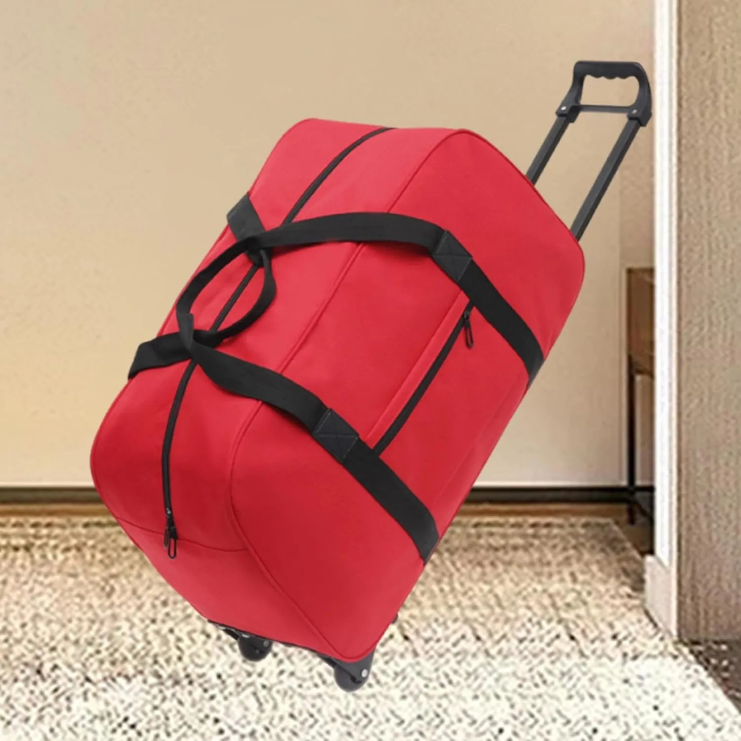 Wheeled Duffel Bag,Luggage Case,Multifunction Handbag Carrier,Adults Suitcase,Rolling Travel Bag for Traveling,Business Trip, red