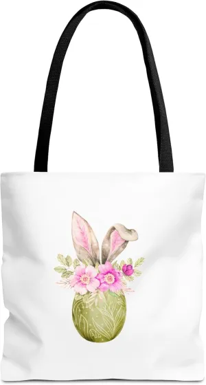 Whimsical Bunny Tote Bag, Floral Print Shopping Bag, Spring Gift, Reusable Eco Tote, Cute Bag for Mom, Travel Bag