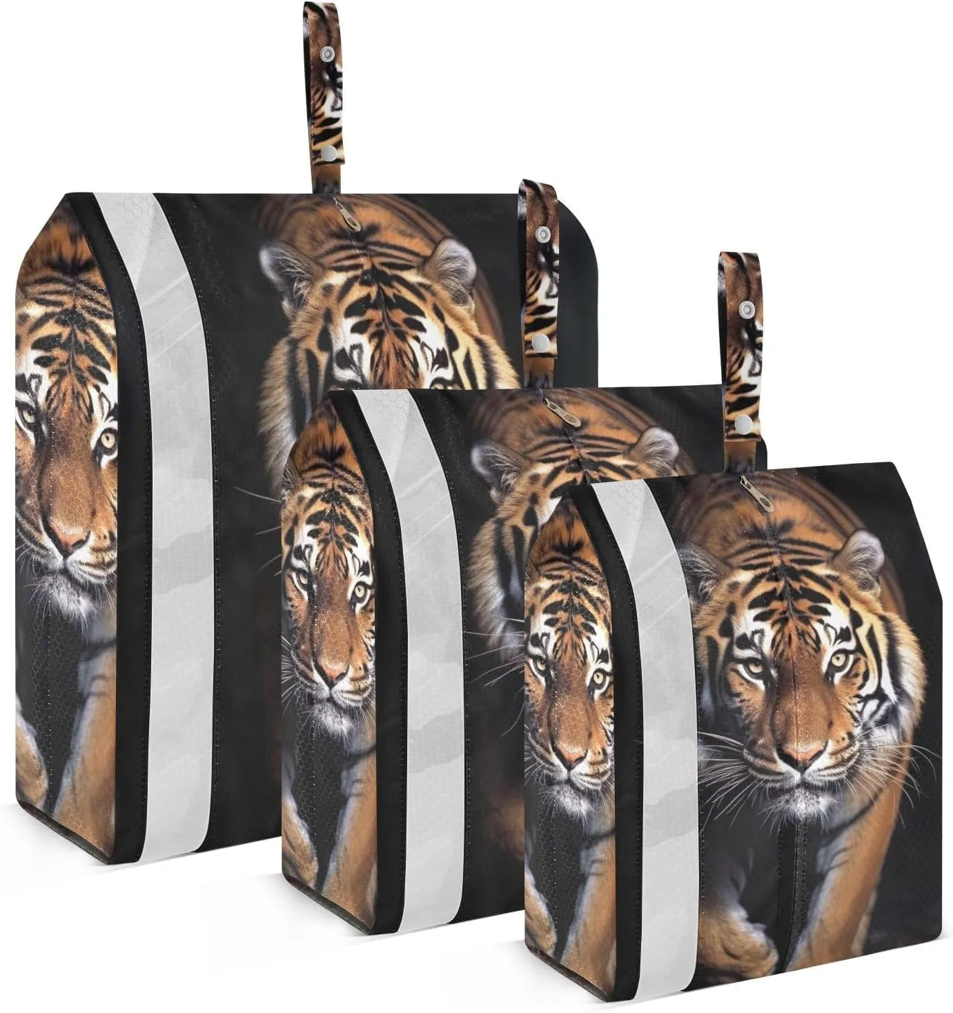 Wild Tiger Black Packing Cubes Set of 3, Lightweight Travel Luggage Organizers Foldable Bags for Easy Packing and Organization