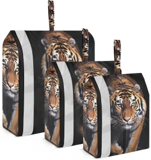 Wild Tiger Black Packing Cubes Set of 3, Lightweight Travel Luggage Organizers Foldable Bags for Easy Packing and Organization