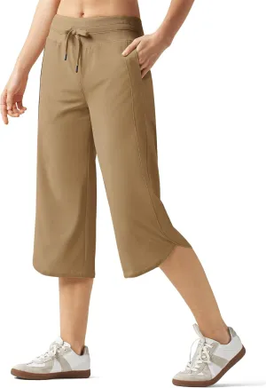 Willit Women's Capri Athletic Hiking Wide Leg Quick Dry Capri Pants Casual Lightweight Summer Cropped Pants