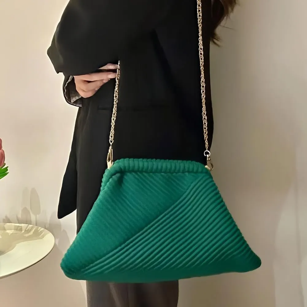 Women Evening Clutch Bag Soft Clutch Handbag Large Capacity Stylish Crossbody Bag Chain Strap Fashion Shoulder Bag T