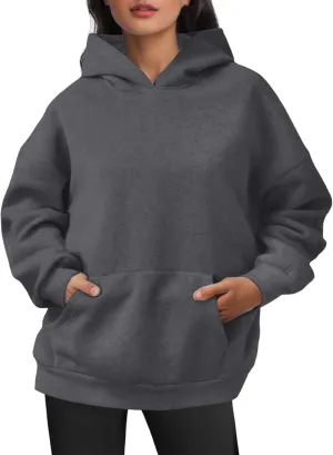 Women Hoodies Sweatshirts Trendy Oversized Hooded Sweater Solid Raglan Sleeve Pockets Pullover Loose Y2K Workout Tops
