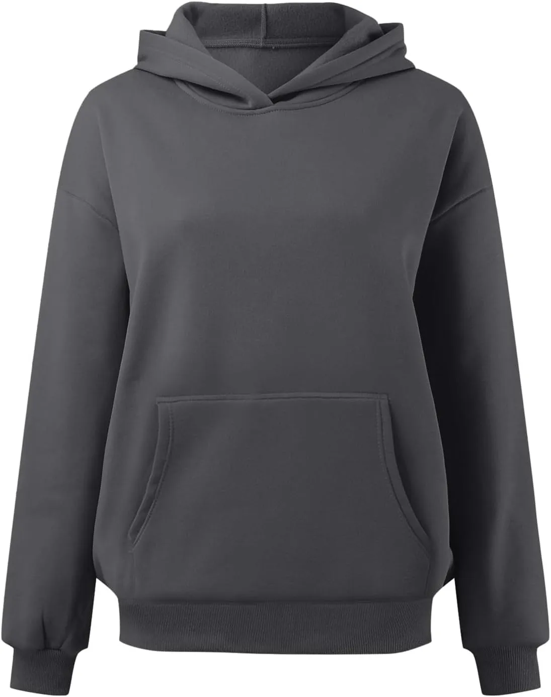 Women Hoodies Sweatshirts Trendy Oversized Hooded Sweater Solid Raglan Sleeve Pockets Pullover Loose Y2K Workout Tops