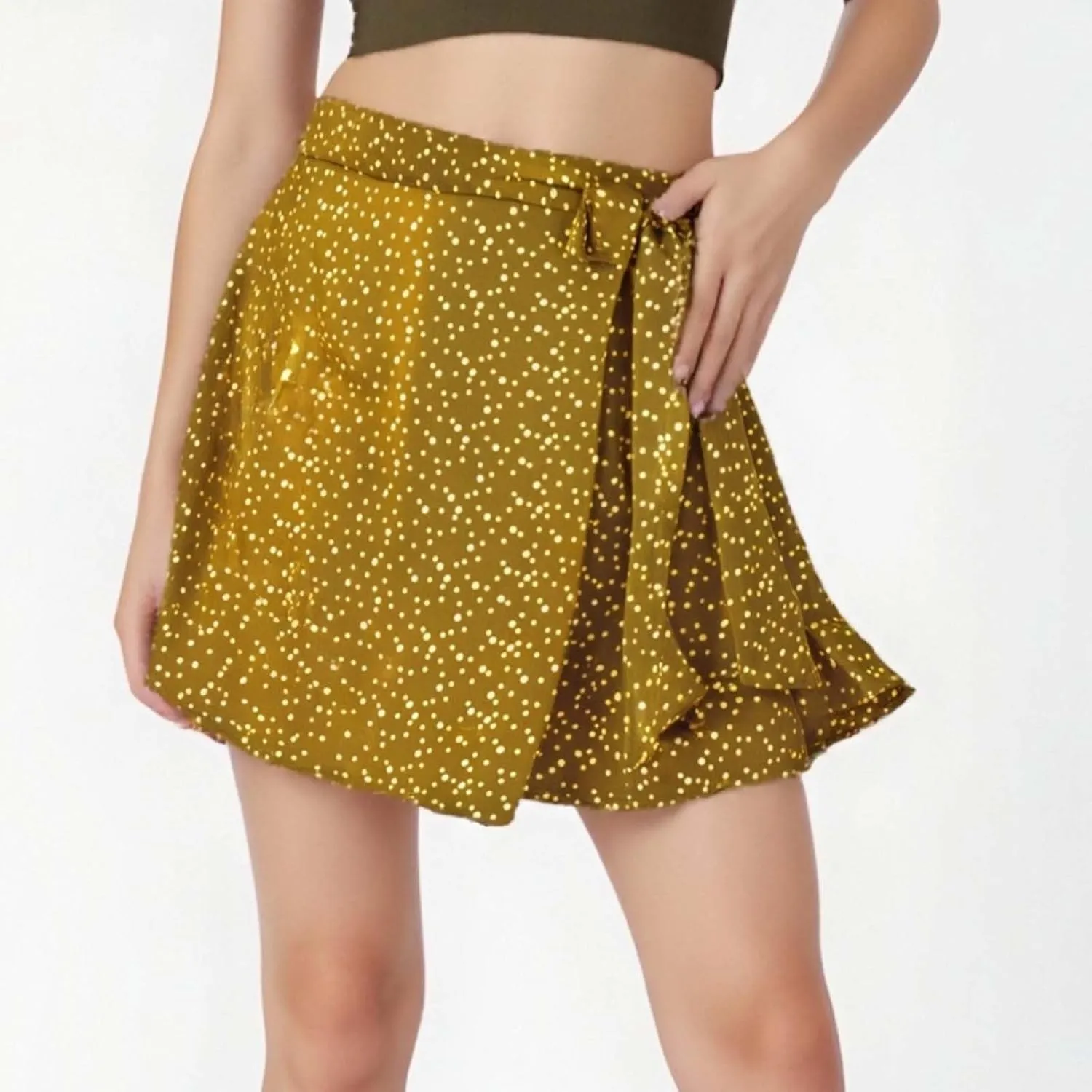 Women Satin Wrap Around Mini Skirt High Waisted Adjustable Self Tie Silk A Line Short Skirts Plus Size Skirts for