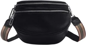 Women Shoulder Saddle Crossbody Bag Purse Black PU Leather Female Handbag Clutch Packs
