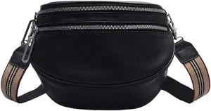 Women Shoulder Saddle Crossbody Bag Purse Black PU Leather Female Handbag Clutch Packs