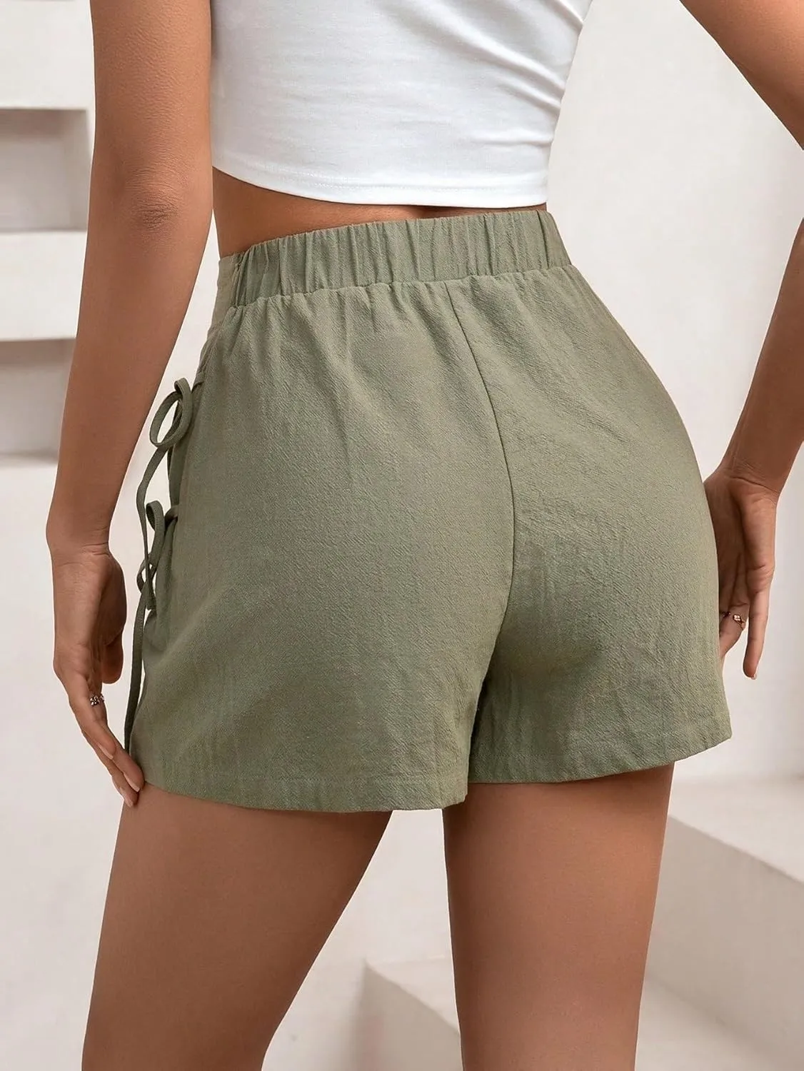 Women Summer Casual 2025 Fashion Trendy Skorts Drawstring Waist Casual Skort