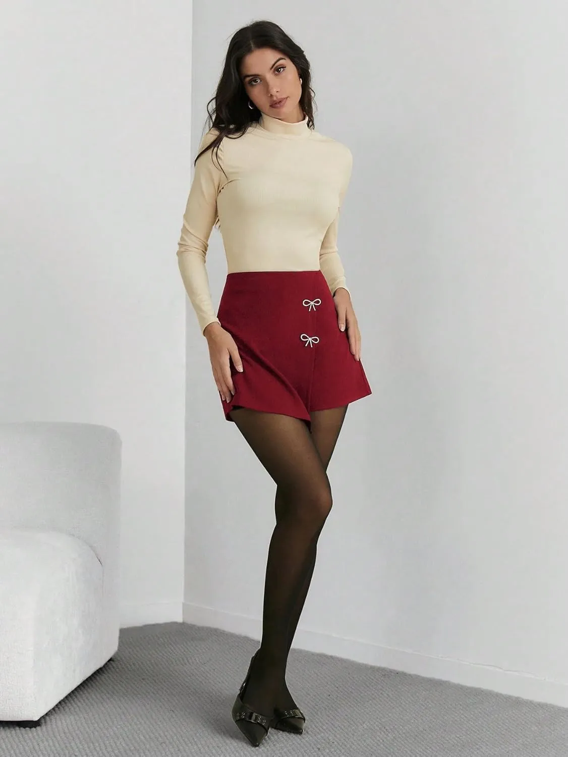 Women Summer Casual 2025 Fashion Trendy Skorts Elegant Asymmetric Skort
