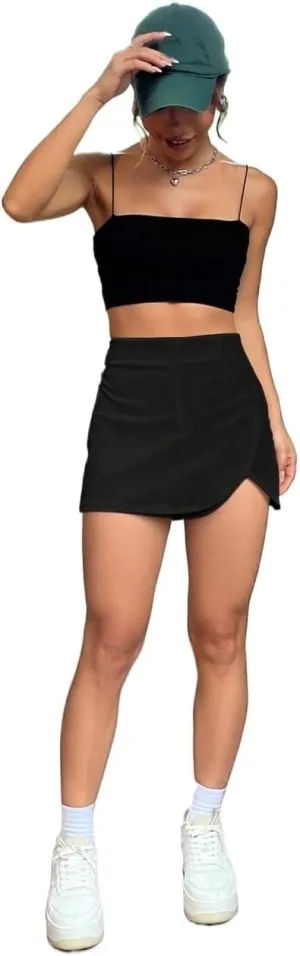 Women Summer Casual 2025 Fashion Trendy Skorts High Waist Slit Skort