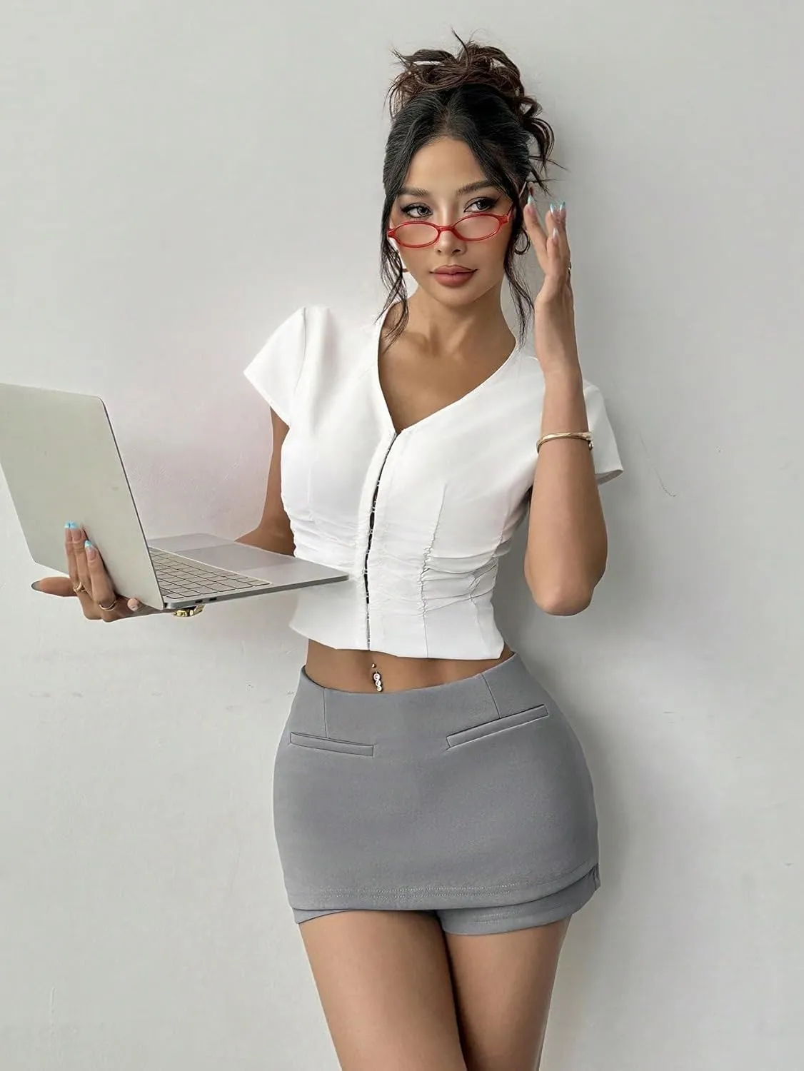 Women Summer Casual 2025 Fashion Trendy Skorts Low-Rise Skort