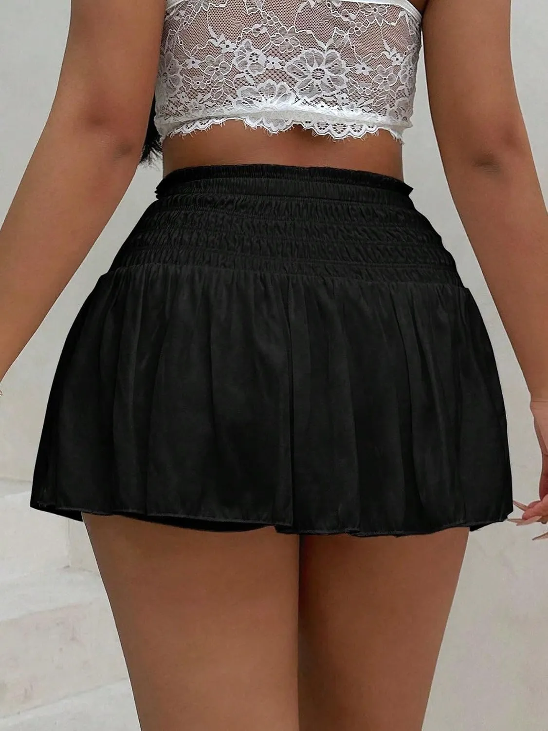 Women Summer Casual 2025 Fashion Trendy Skorts Solid Color Skirt
