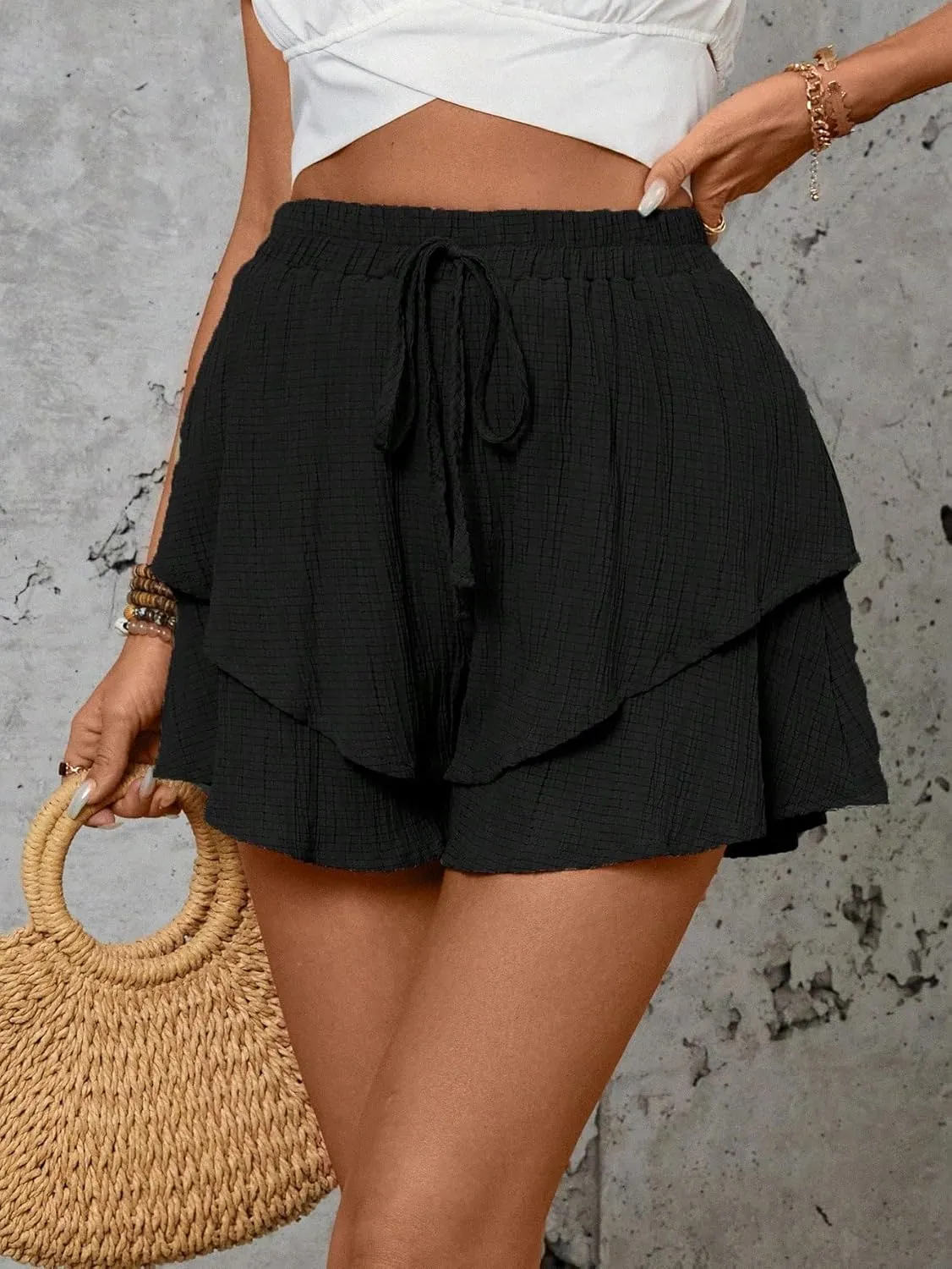 Women Summer Casual 2025 Fashion Trendy Skorts Solid Color Skort