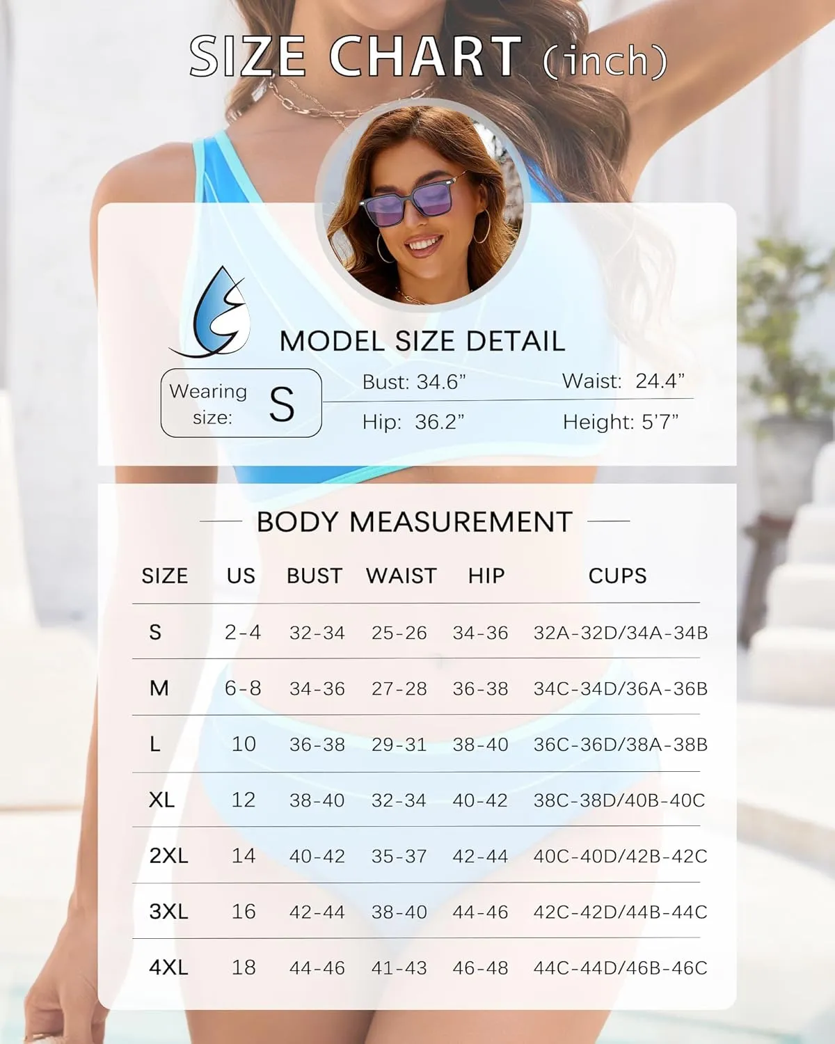 Women Two Piece Swimsuit Push Up Bikini Sets Full Coverage Bathing Suit V Neck Color Block Swim Suit 2025