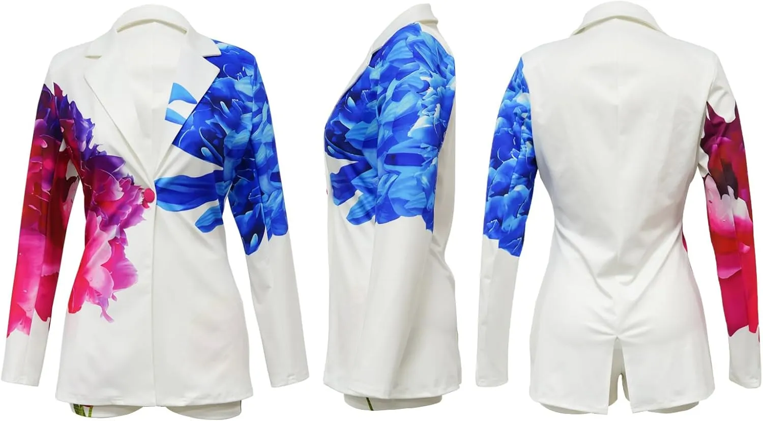 Women's 2 Piece Floral Printed Outfits Soft Lightweight Open Front Long Sleeve Blazer and Short Pants Suit Sets