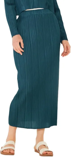 Women's Casual Pencil Skirt Elegant Pleated Midi Skirt Deep Green High-Waist Lightweight Fabric Relaxed Fit Perfect